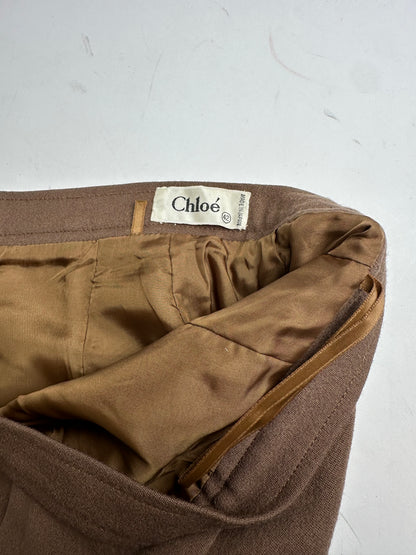 Vintage Chloe Wool Skirt FR42 Brown