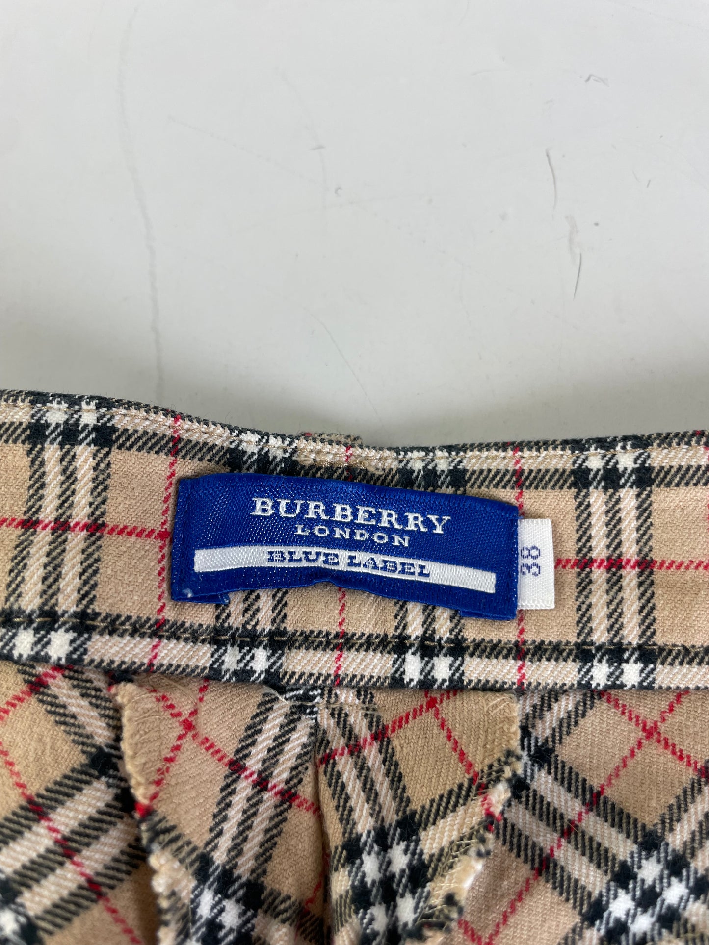 Vintage Burberry Check Cotton Blend Trousers Beige M