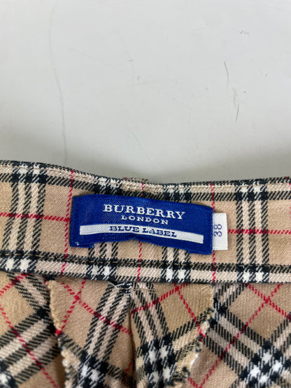 Vintage Burberry Check Cotton Blend Trousers Beige M