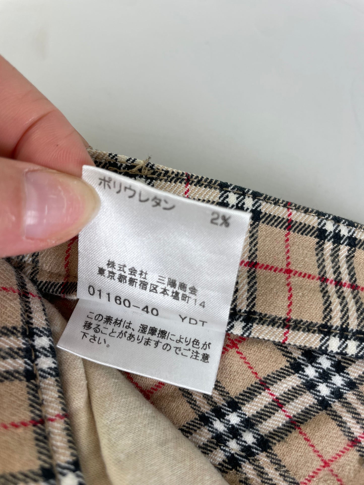 Vintage Burberry Check Cotton Blend Trousers Beige M