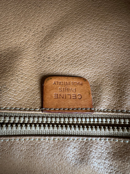 Vintage Celine Monogram Canvas Shoulder Bag Beige Brown