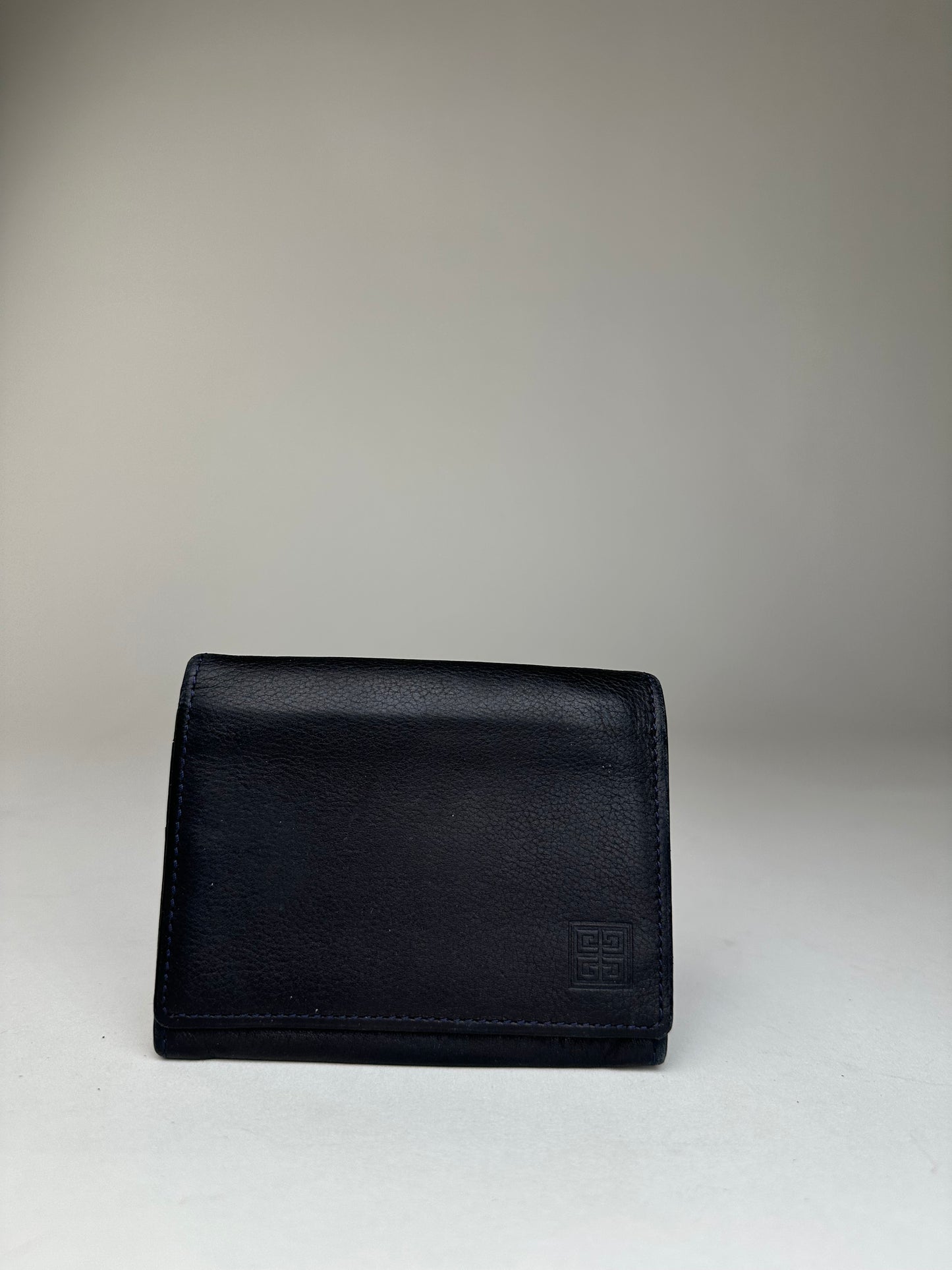 Vintage Givenchy 4G Logo Leather Bifold Wallet Navy