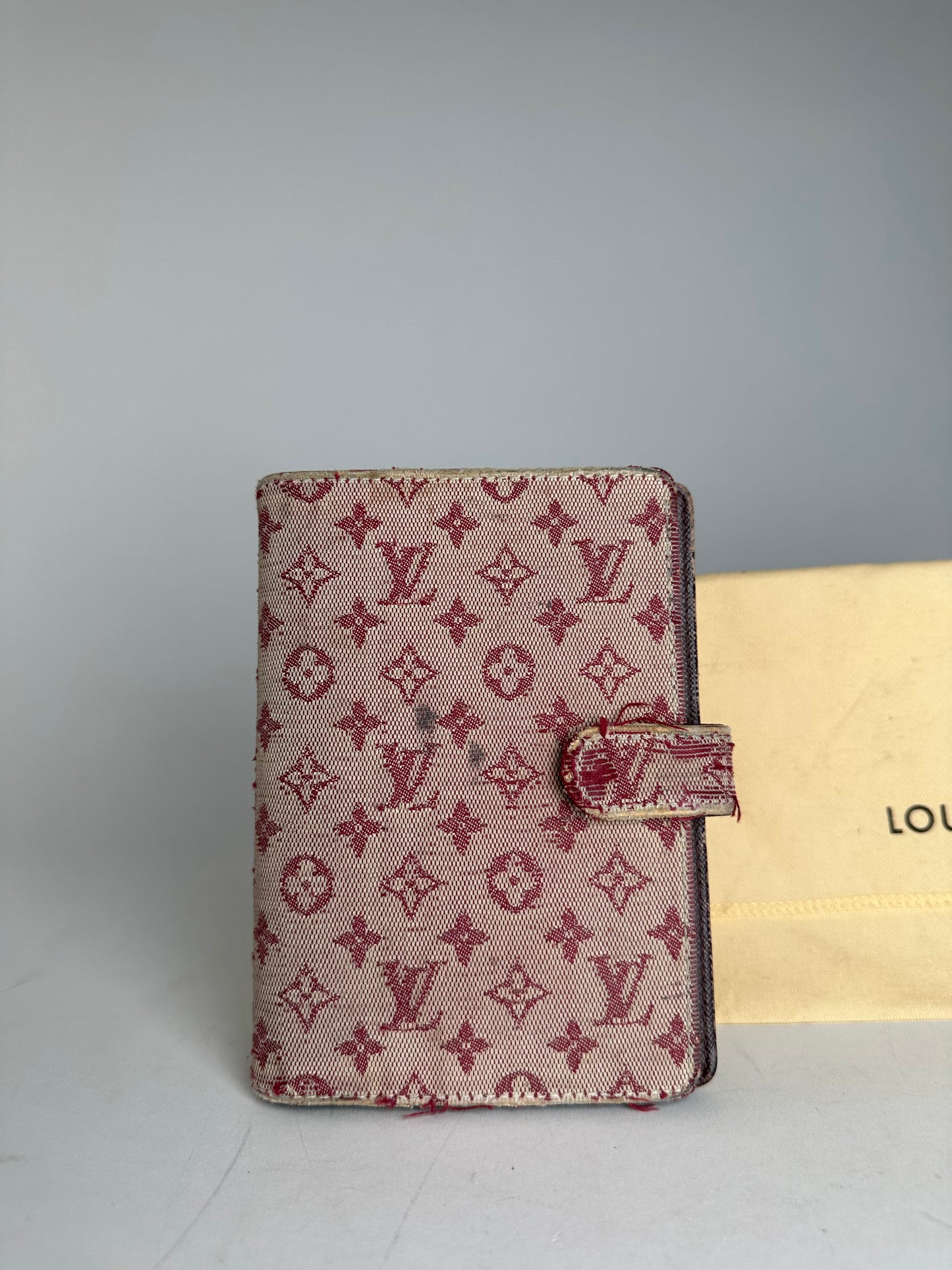 Vintage Louis Vuitton Denim Leather Card Holder / Oraganizer Purple Beige