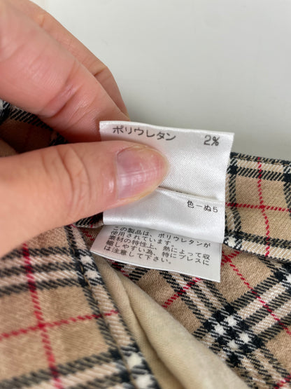 Vintage Burberry Check Cotton Blend Trousers Beige M