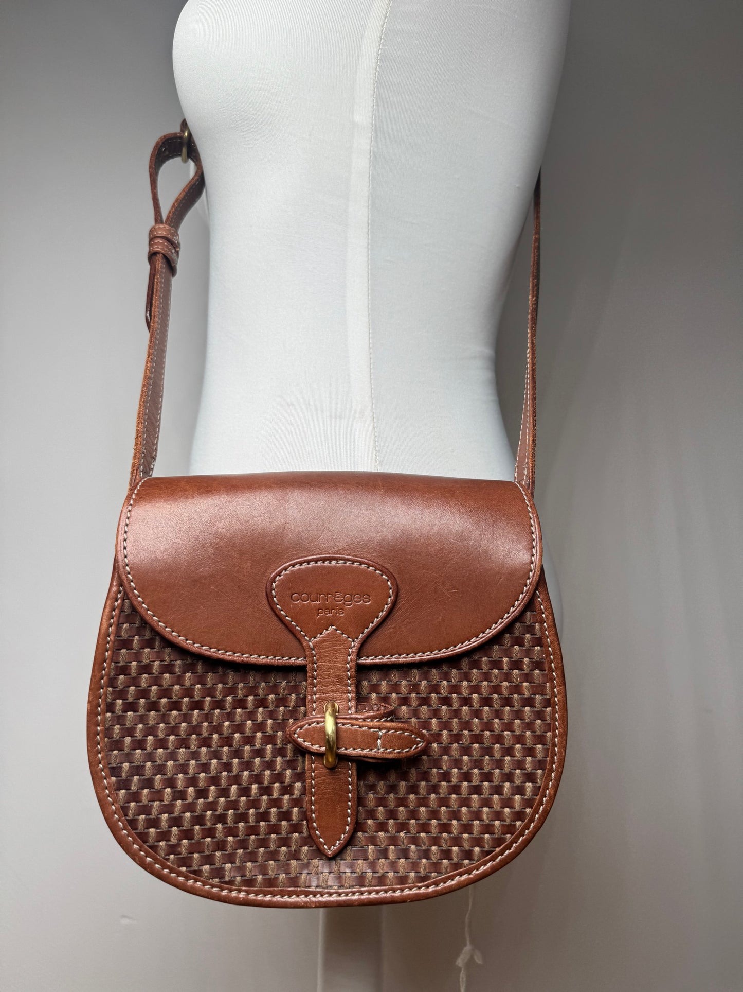 Sac Courreges vintage en cuir marron
