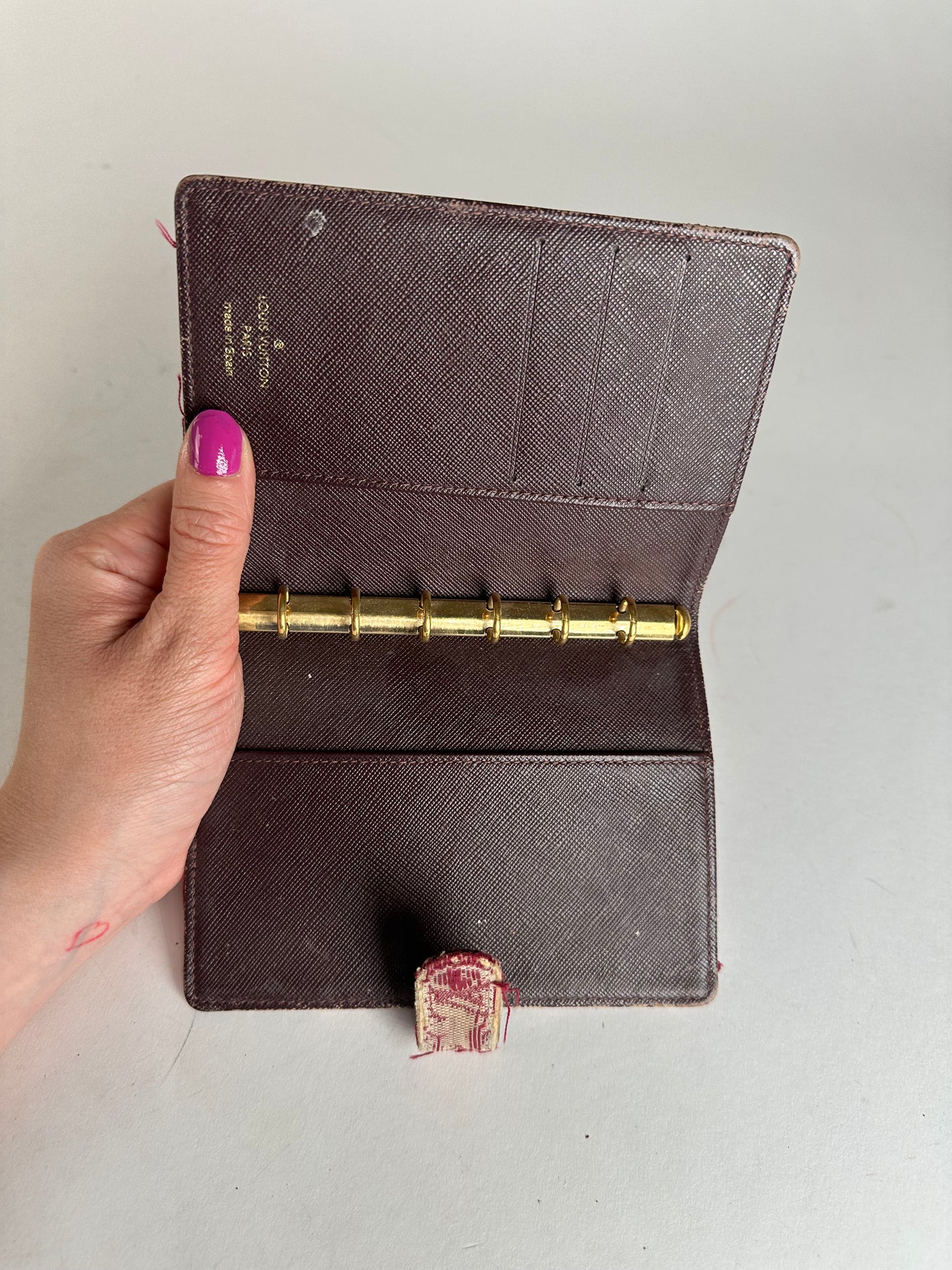 Vintage Louis Vuitton Denim Leather Card Holder / Oraganizer Purple Beige
