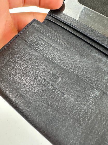 Vintage Givenchy 4G Logo Leather Bifold Wallet Navy