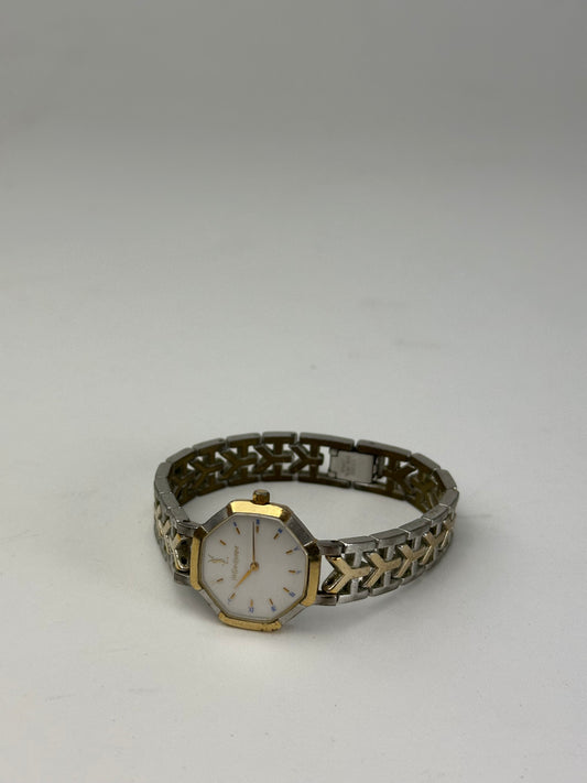 Vintage Yves Saint Laurent Two-Tone Ladies Watch White Dial