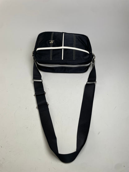 Vintage Courreges Nylon Messenger Bag Black White