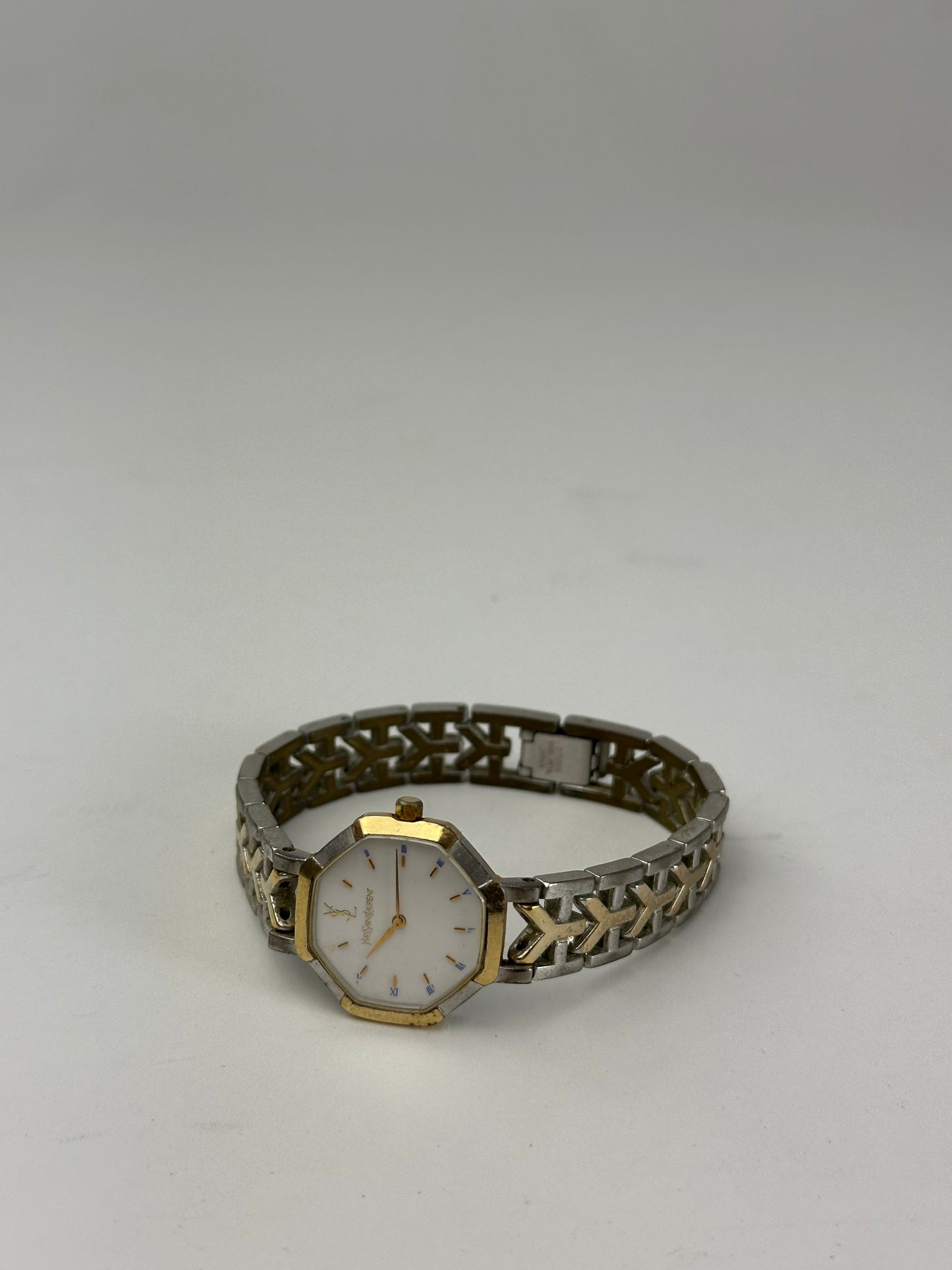 Vintage Yves Saint Laurent Two-Tone Ladies Watch White Dial