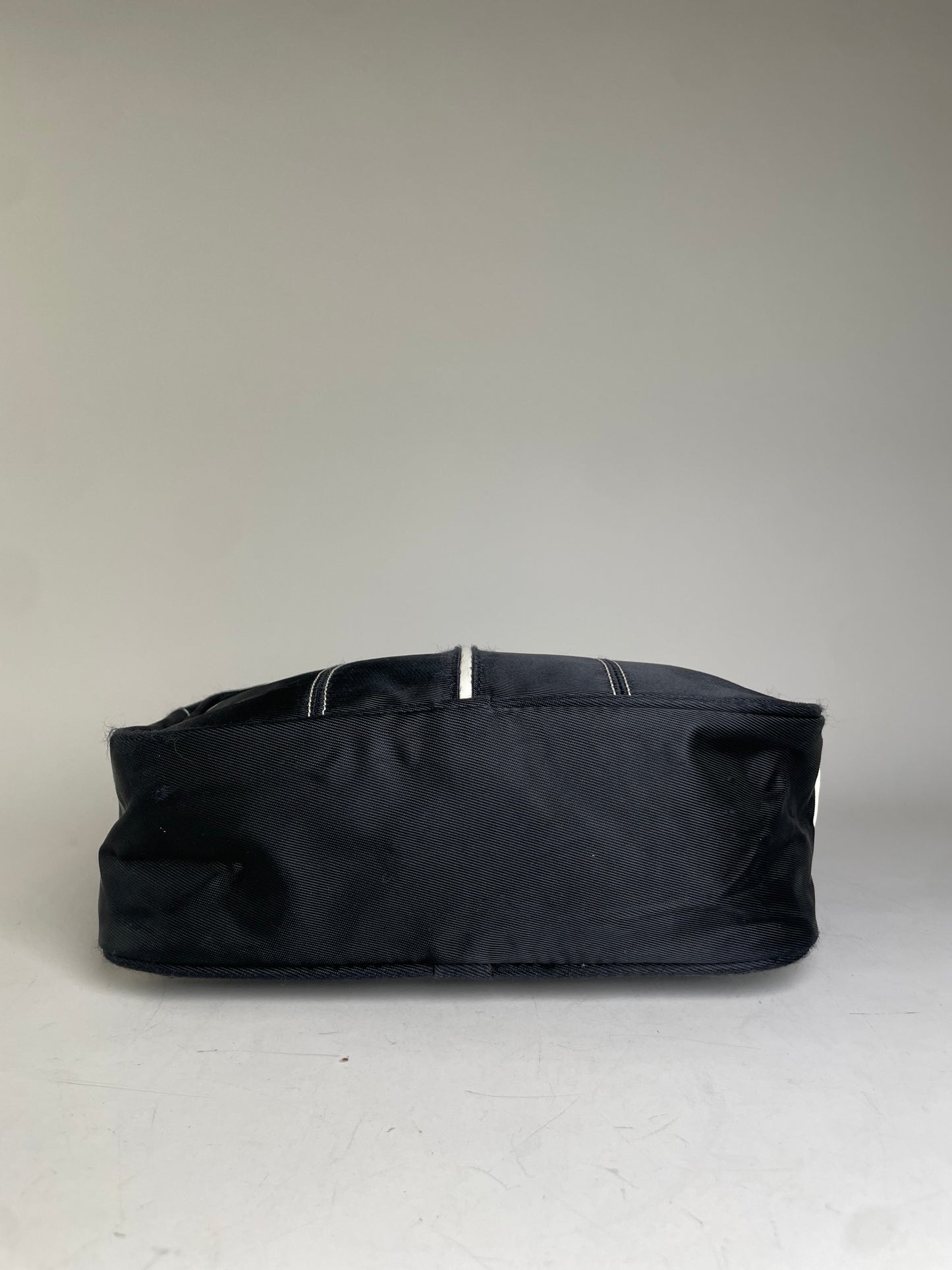 Vintage Courreges Nylon Messenger Bag Black White