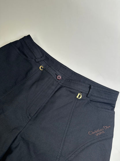 Vintage Dior Men's Logo Polyester Pants Navy Gold M