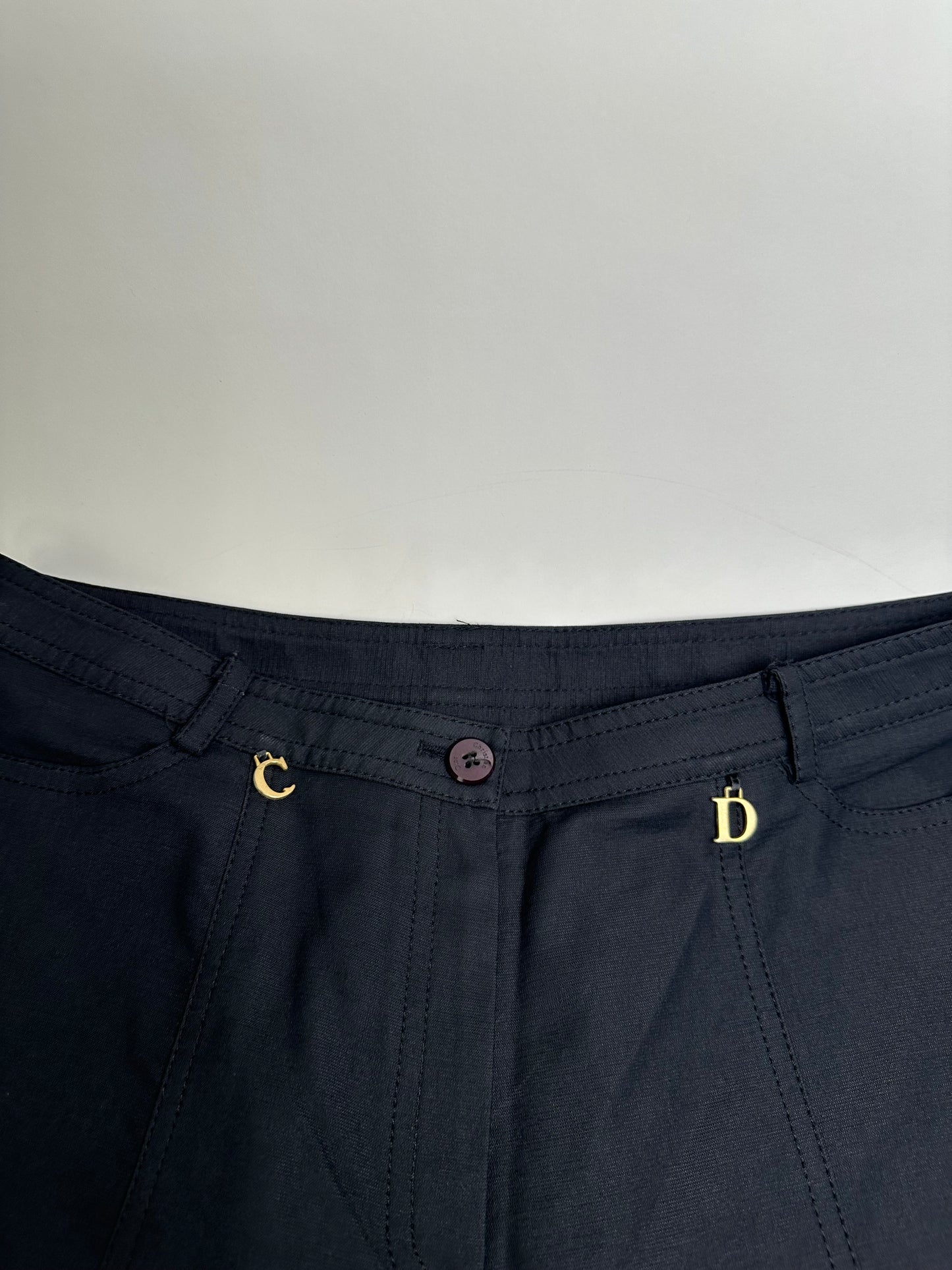 Vintage Dior Men's Logo Polyester Pants Navy Gold M