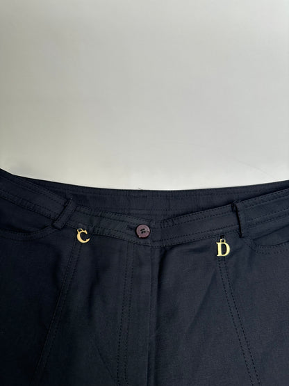 Vintage Dior Men's Logo Polyester Pants Navy Gold M