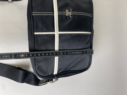 Vintage Courreges Nylon Messenger Bag Black White