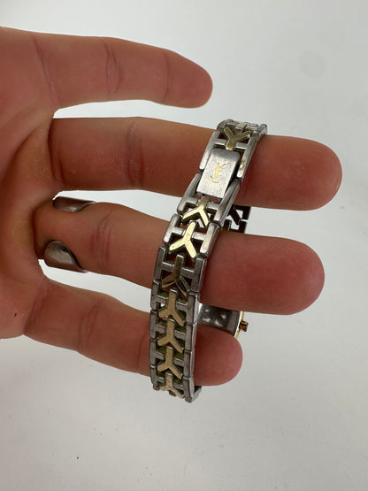 Vintage Yves Saint Laurent Two-Tone Ladies Watch White Dial