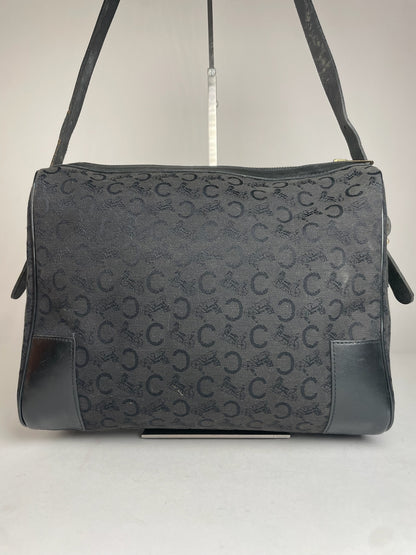Vintage Celine Macadam Monogram Leather Bag Black