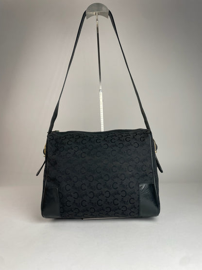Vintage Celine Macadam Monogram Leather Bag Black