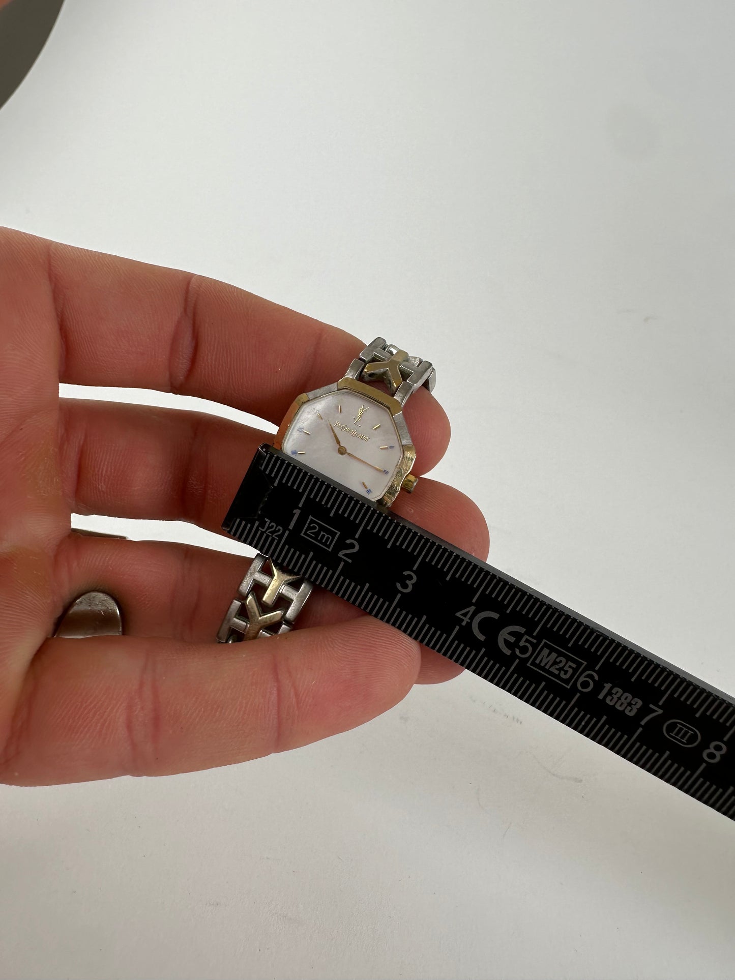 Vintage Yves Saint Laurent Two-Tone Ladies Watch White Dial
