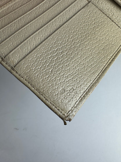 Vintage Gucci Leather Canvas Monogram Wallet Brown white