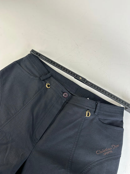 Vintage Dior Men's Logo Polyester Pants Navy Gold M