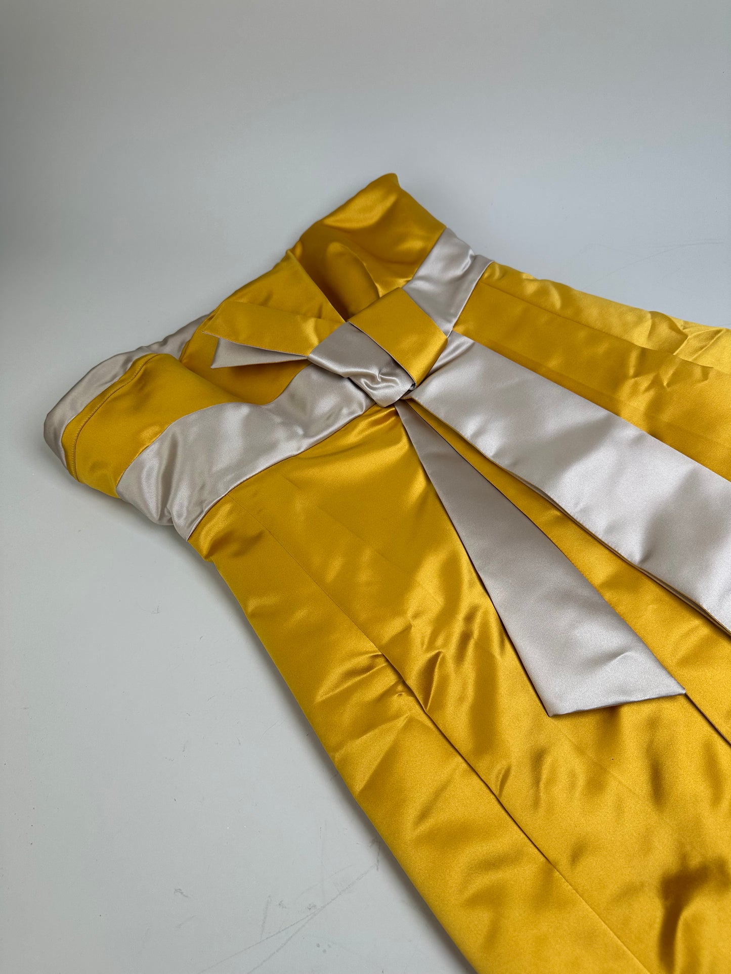 Vintage Celine Satin Silk Dress Yellow S