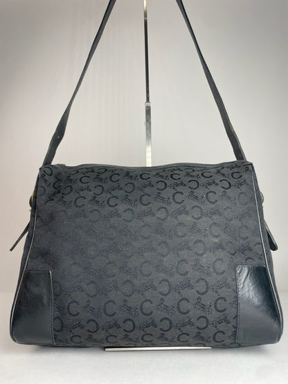 Vintage Celine Macadam Monogram Leather Bag Black