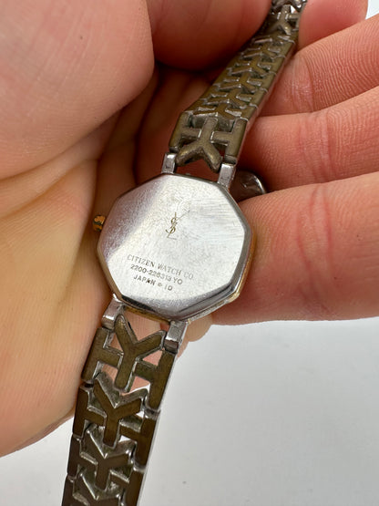 Vintage Yves Saint Laurent Two-Tone Ladies Watch White Dial