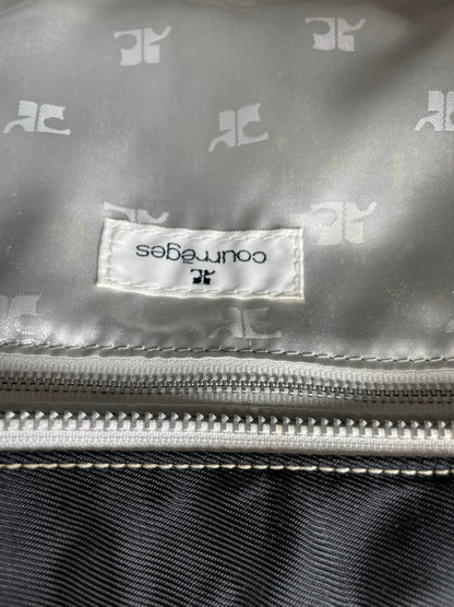 Vintage Courreges Nylon Messenger Bag Black White