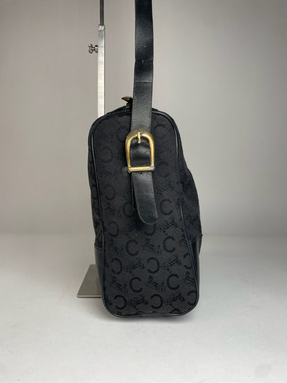 Vintage Celine Macadam Monogram Leather Bag Black