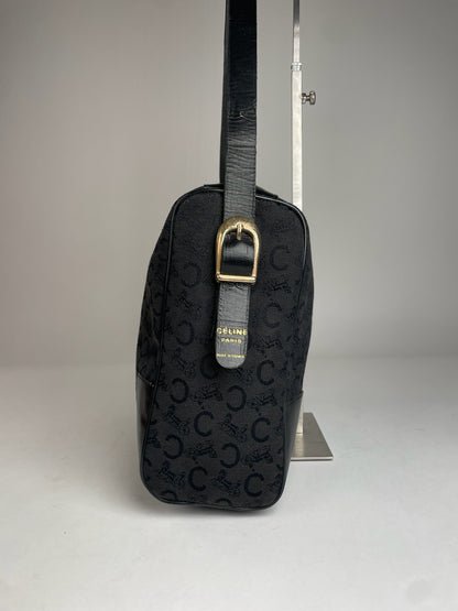 Vintage Celine Macadam Monogram Leather Bag Black