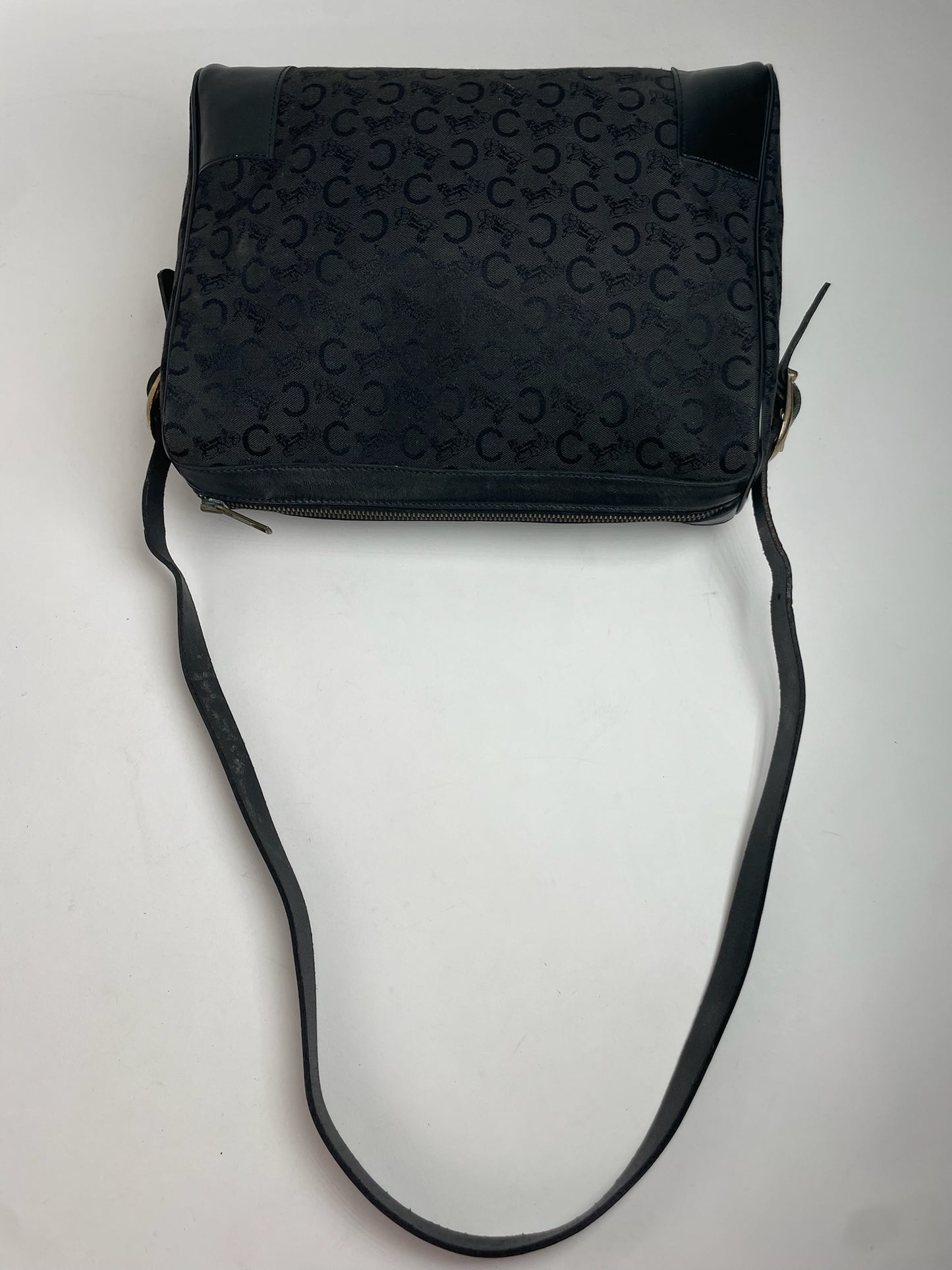 Vintage Celine Macadam Monogram Leather Bag Black