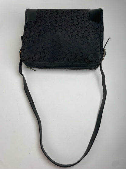 Vintage Celine Macadam Monogram Leather Bag Black