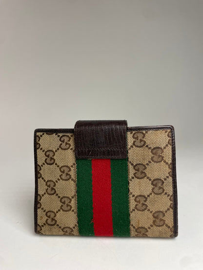 Vintage Gucci Monogram Organizer Card Holder Beige Brown