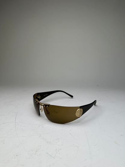 Vintage Celine Logo Sunglasses Brown Gold-Tone Accents
