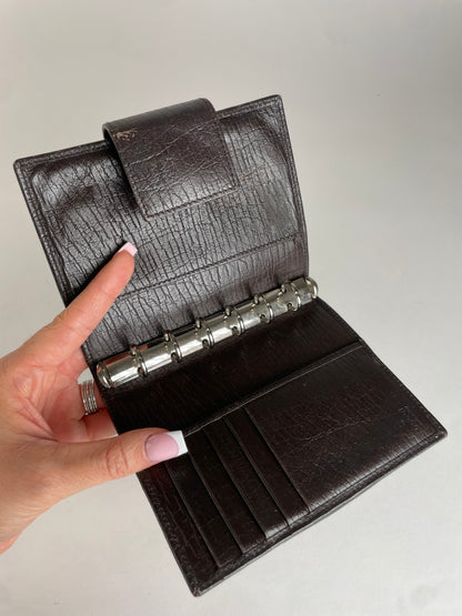 Vintage Gucci Monogram Organizer Card Holder Beige Brown