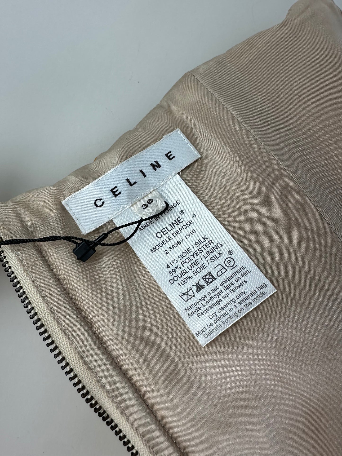 Vintage Celine Satin Silk Dress Yellow S