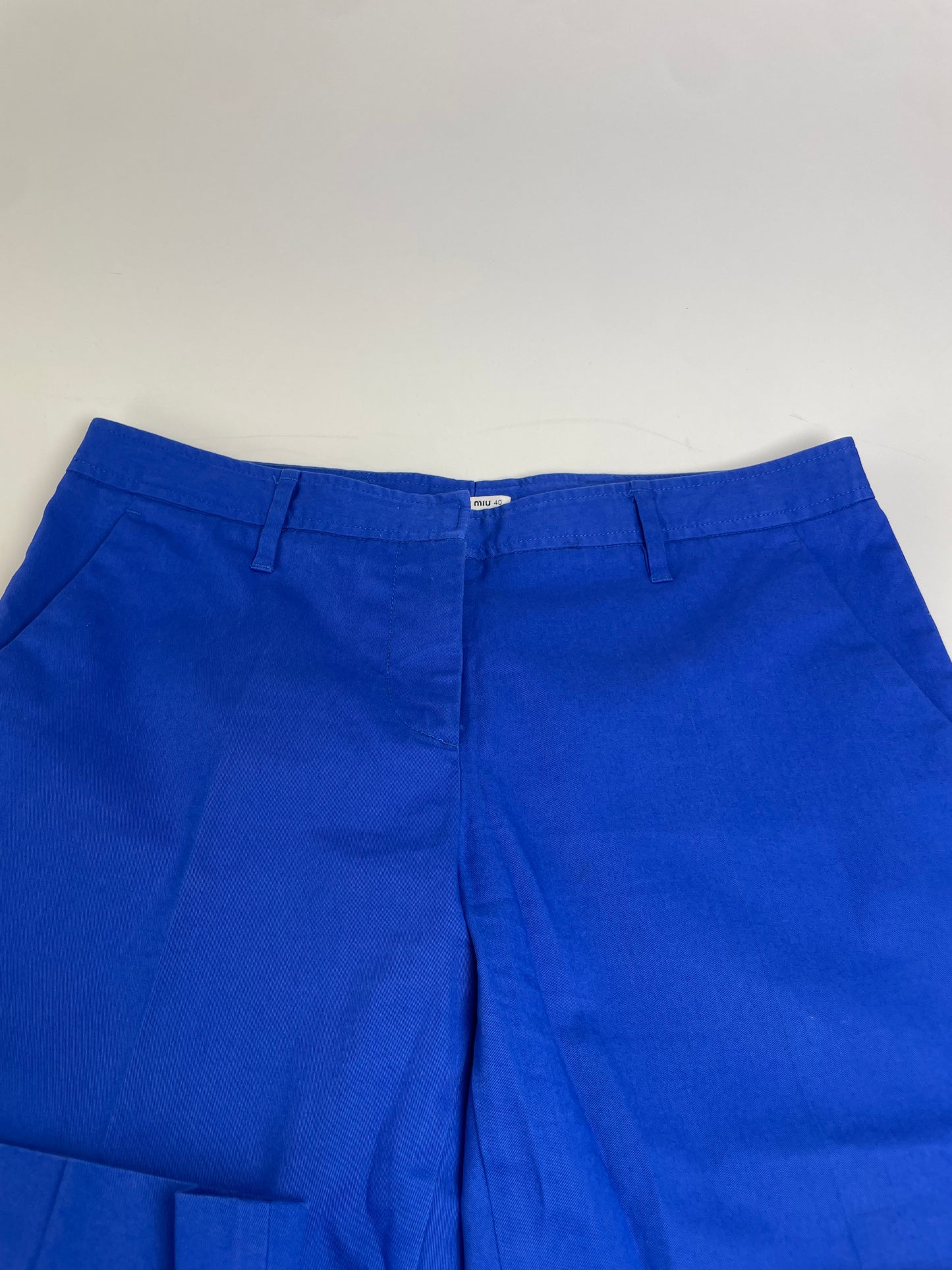 Vintage Miu Miu Cotton Blend Trousers Bright Blue L