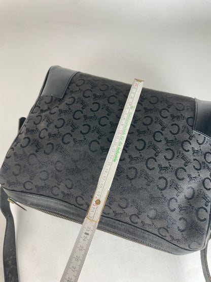 Vintage Celine Macadam Monogram Leather Bag Black
