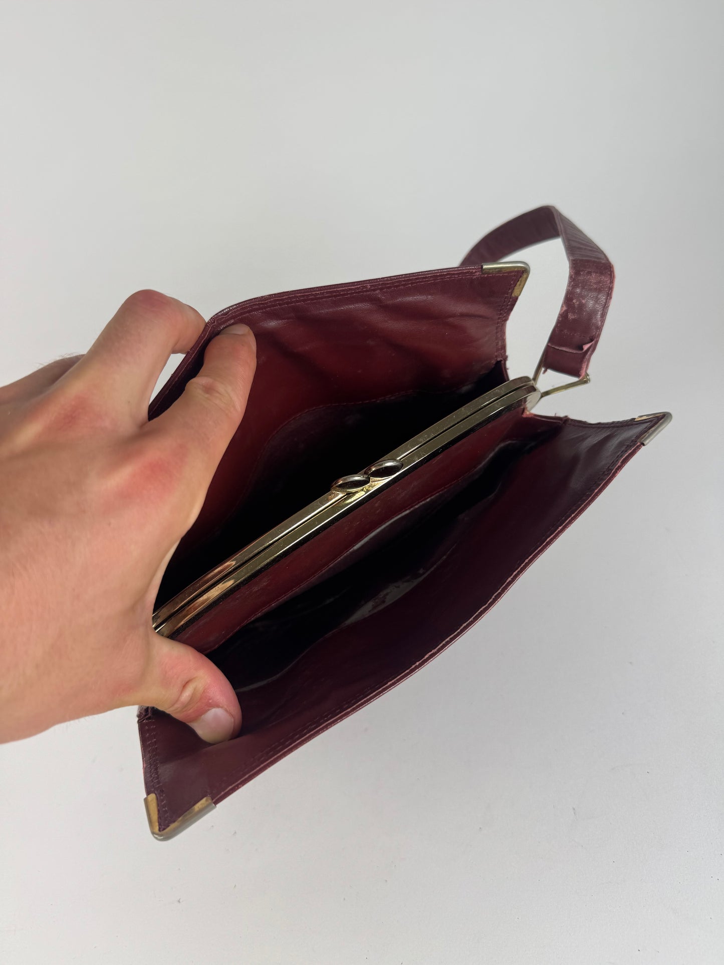 Vintage Cartier Leather Shoulder Bag Burgundy