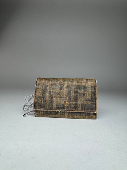 Vintage Fendi Monogram Key Holder Brown