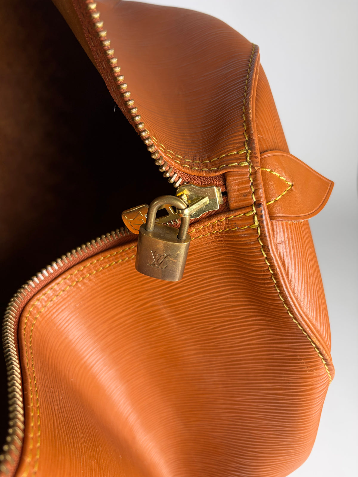 Vintage Louis Vuitton Epi Leather Travel Duffle Bag 1990 Burnt Orange