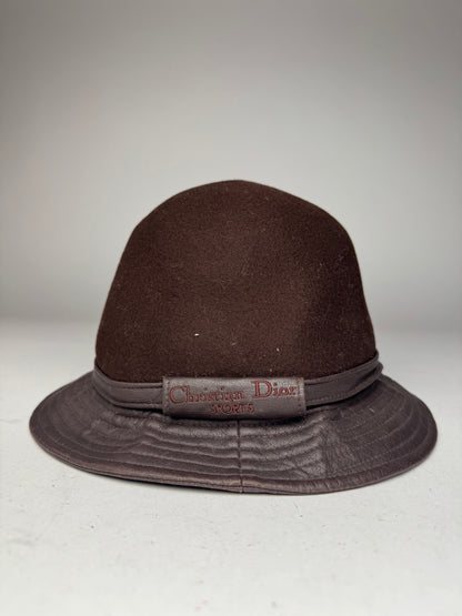 Vintage Dior Leather Wool Hat Brown
