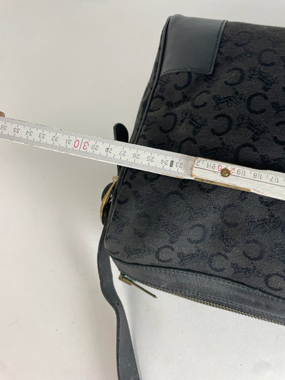 Vintage Celine Macadam Monogram Leather Bag Black