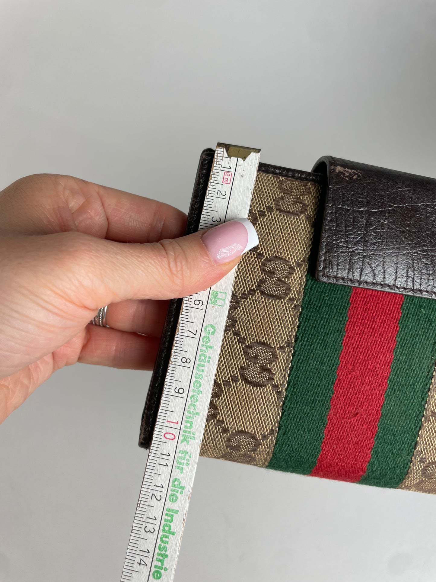 Vintage Gucci Monogram Organizer Card Holder Beige Brown
