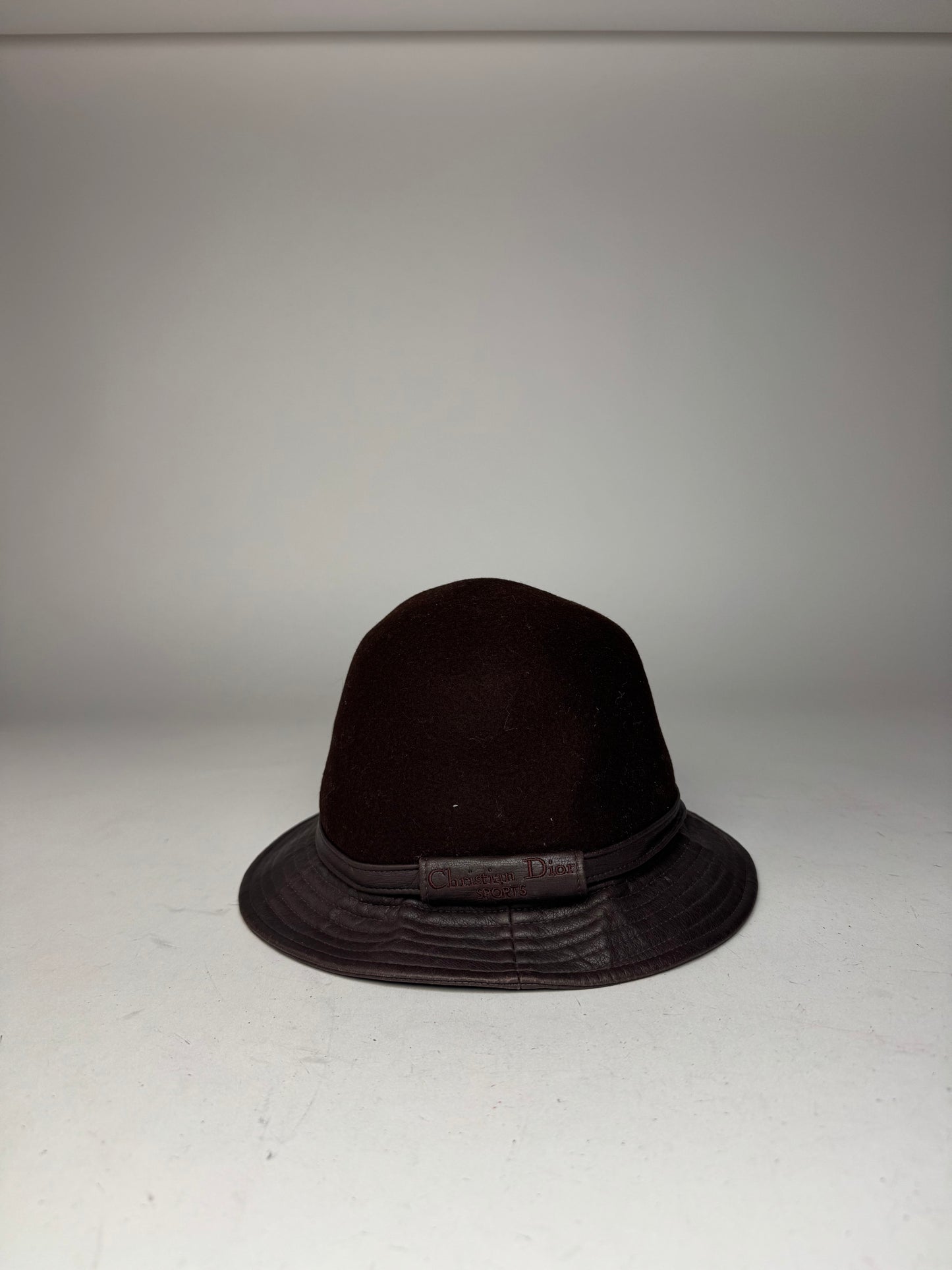 Vintage Dior Leather Wool Hat Brown