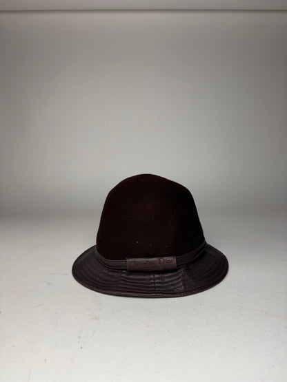 Vintage Dior Leather Wool Hat Brown