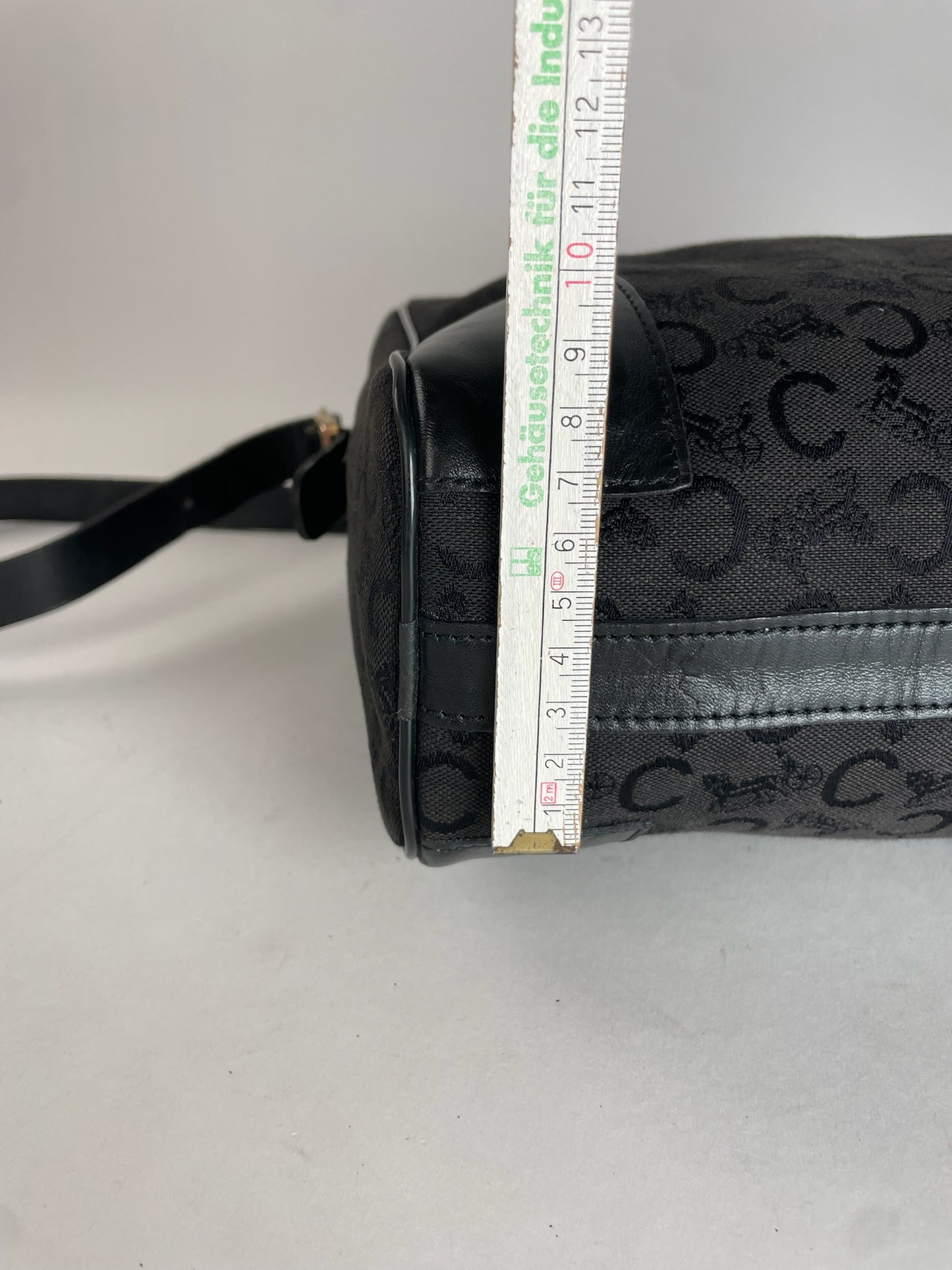 Vintage Celine Macadam Monogram Leather Bag Black