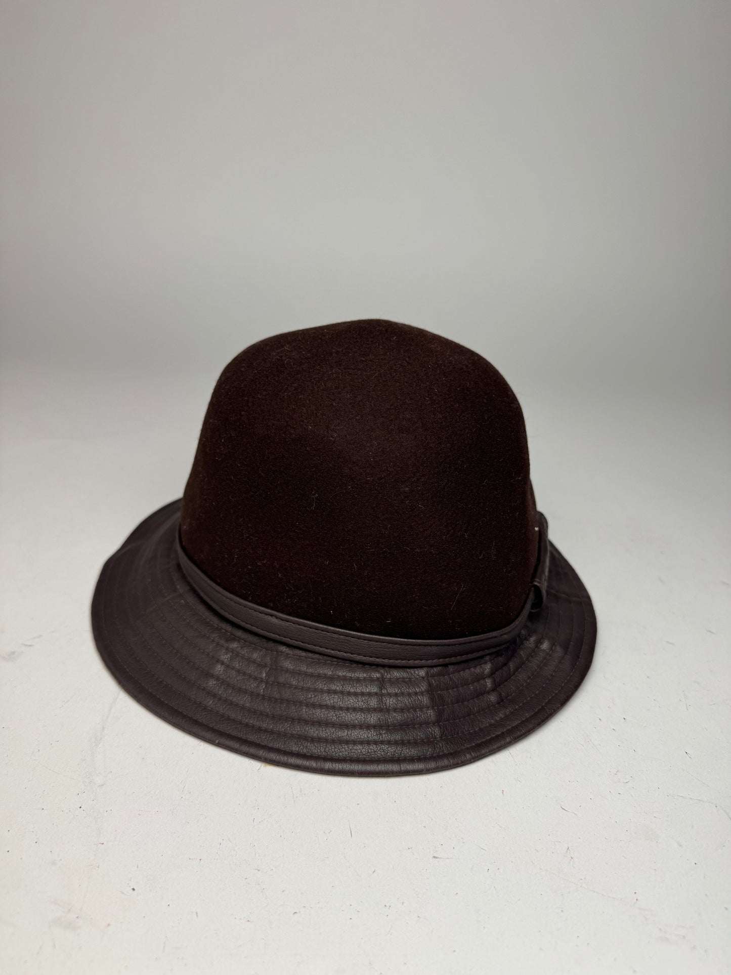 Vintage Dior Leather Wool Hat Brown