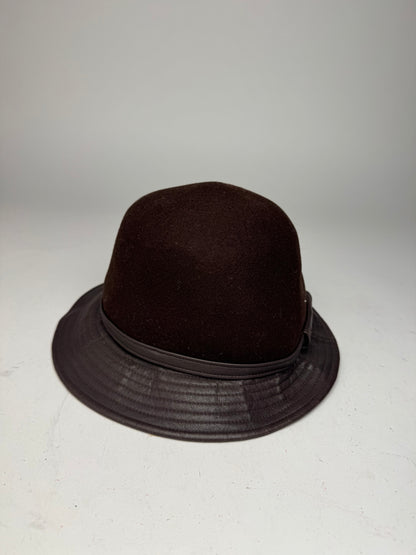 Vintage Dior Leather Wool Hat Brown